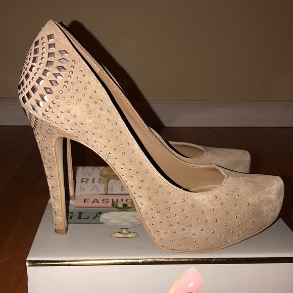 BCBGeneration Tan Suede Studded Closed-Toe Pump - Picture 5 of 5
